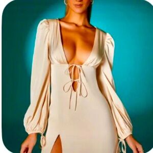 Oh Polly Cream Mini Dress